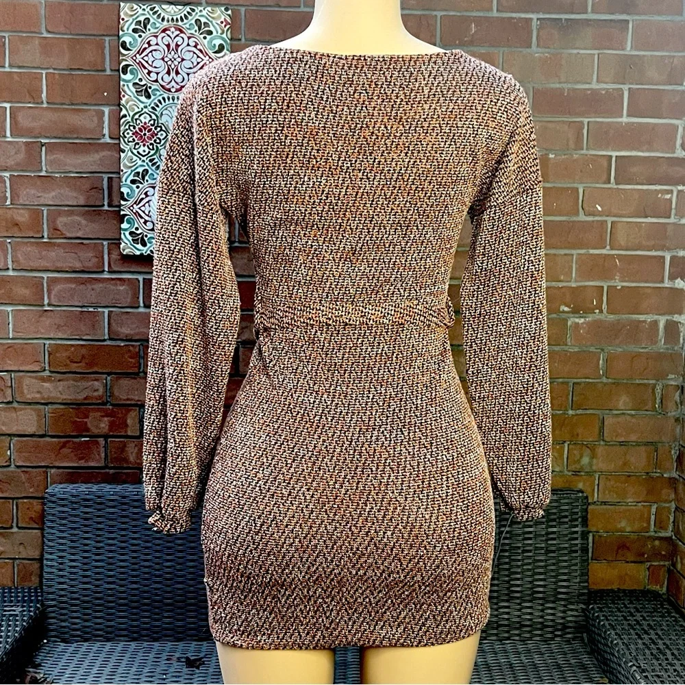 FITTED LONG SLEEVE MINI SWEATER DRESS MULTICOLOR - Picture 2 of 2